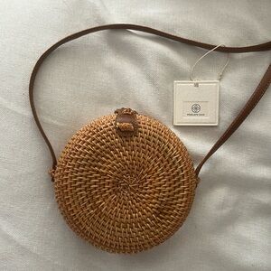 NWT Lot of 2 Brown Rattan Crossbody Bags